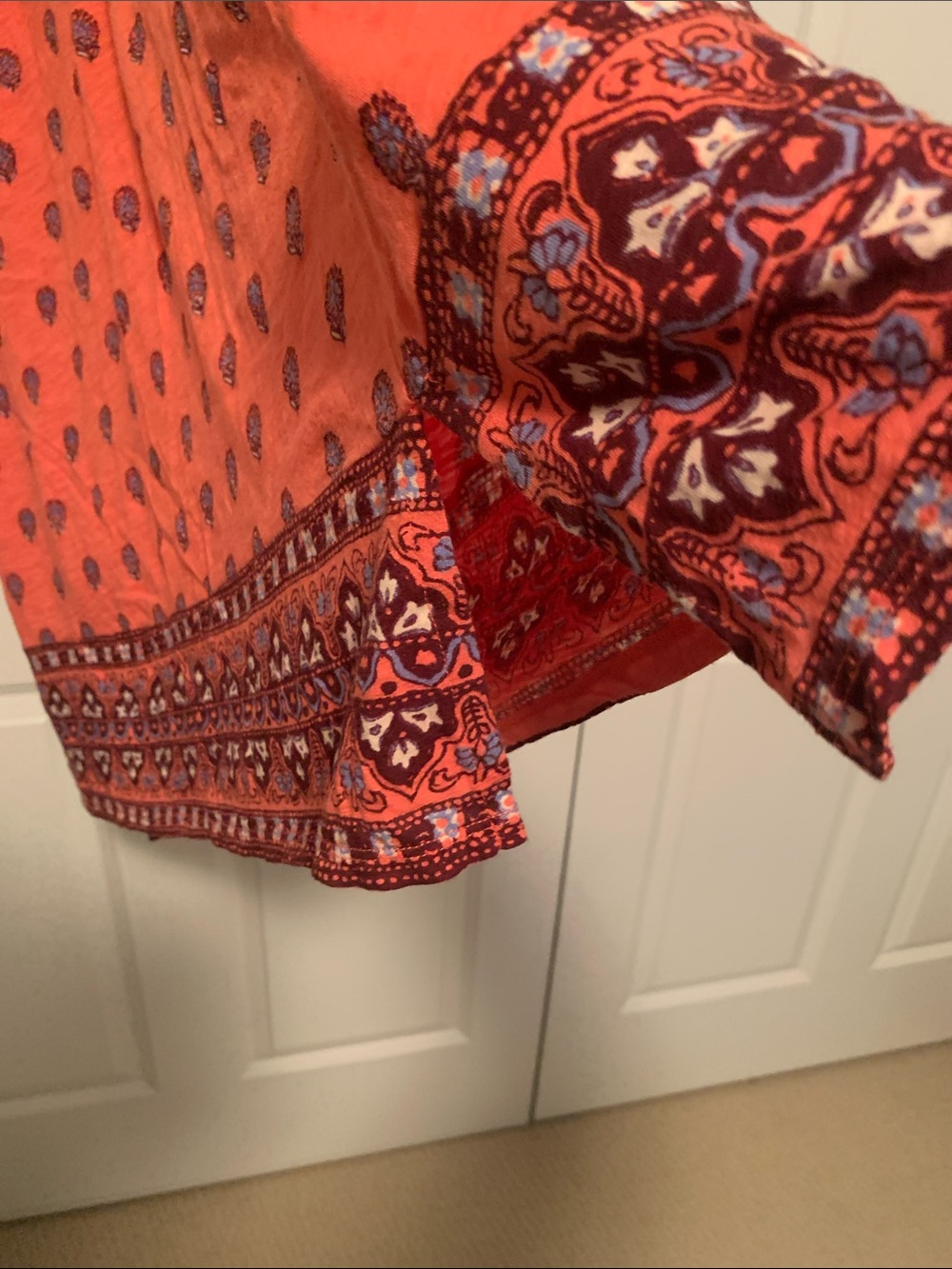 Lucky Brand 2x Coral-Orange with Navy Print Tunic Sleeveless Lightweight Vented - Picture 5 of 10